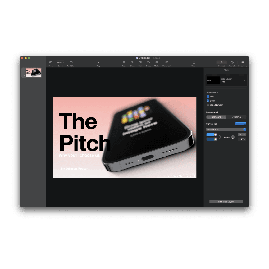 A focus blurred mockup in Keynote