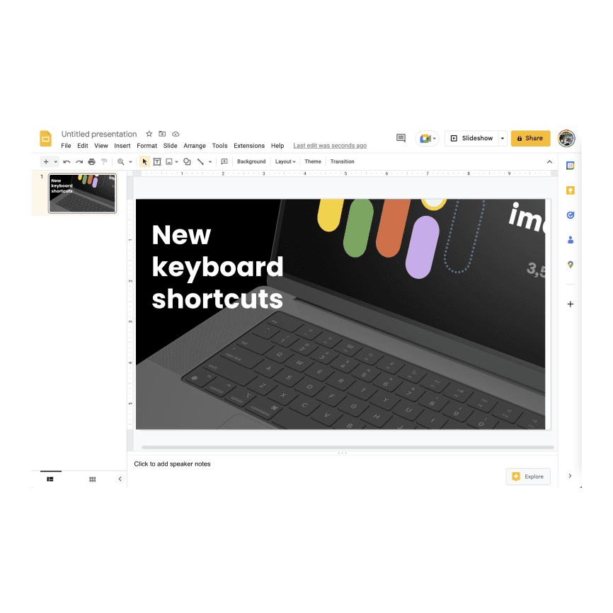 A laptop mockup in a Google Slides deck