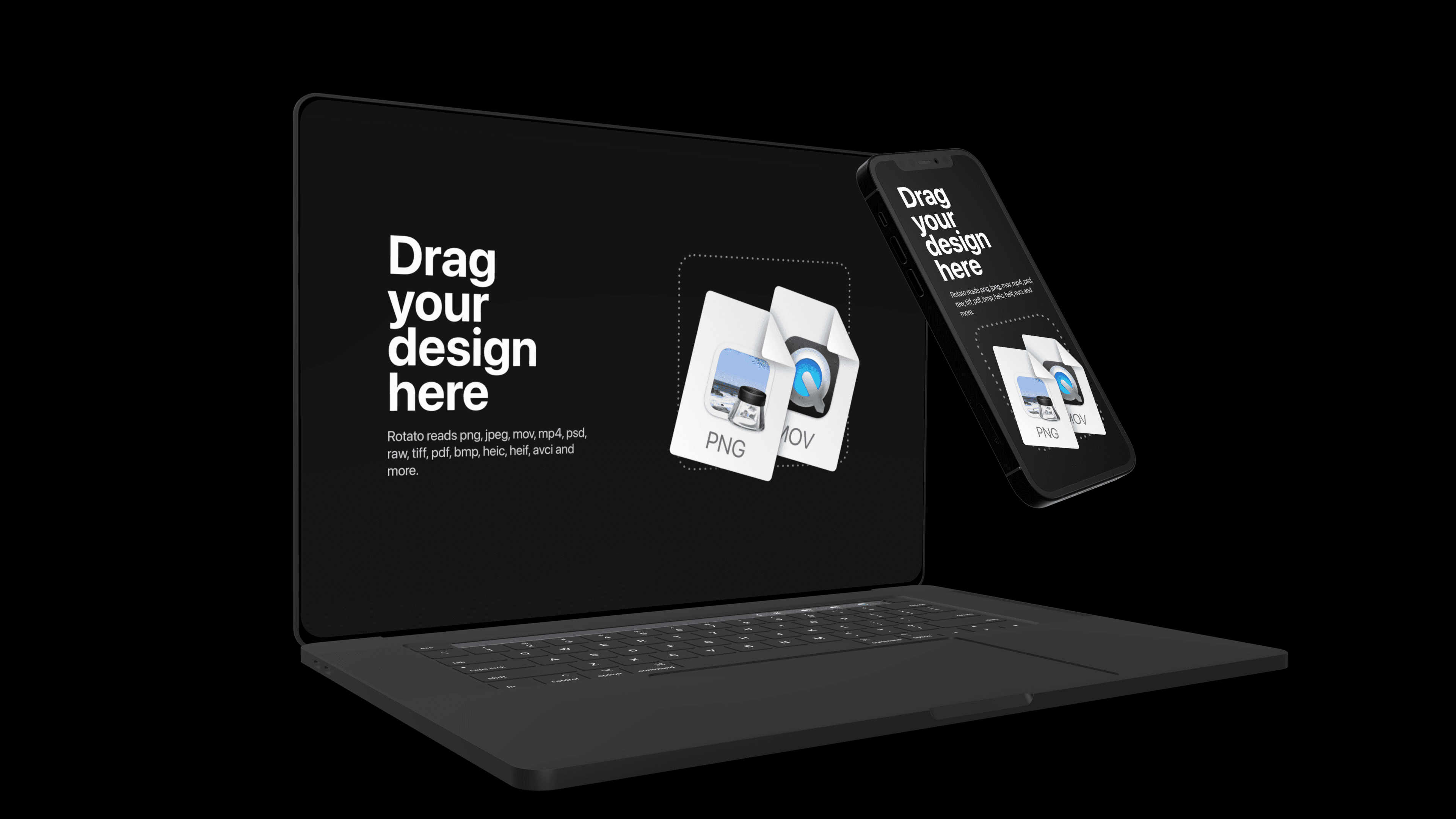 Black devices on black background