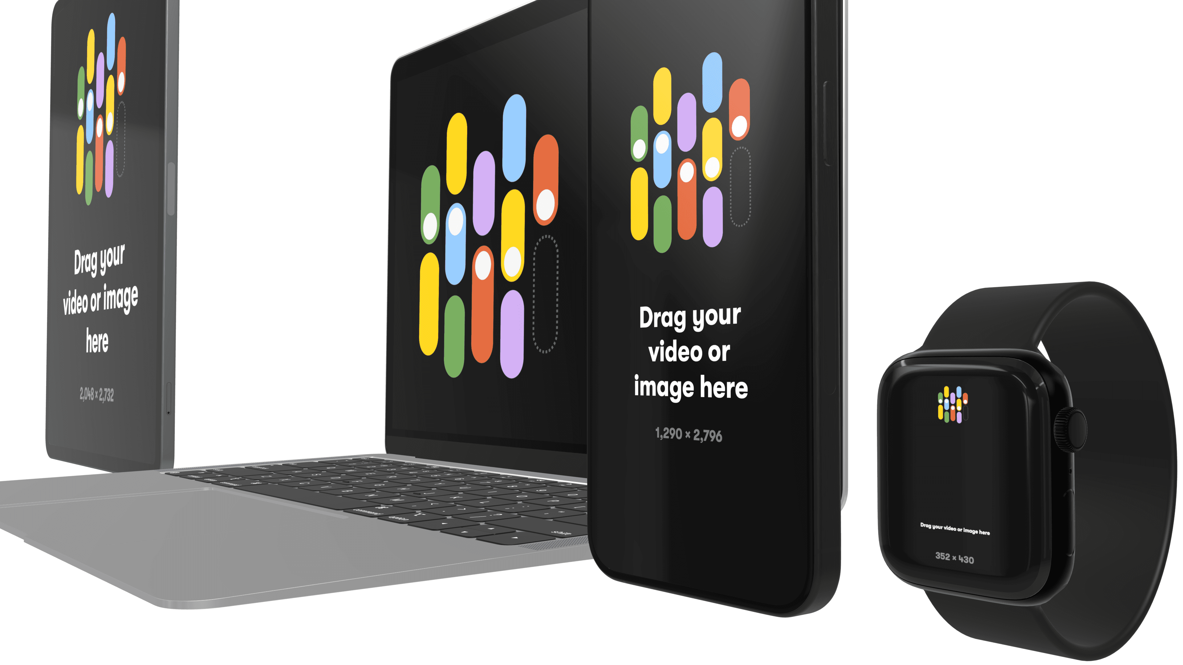 A device family mockup, seen from the side