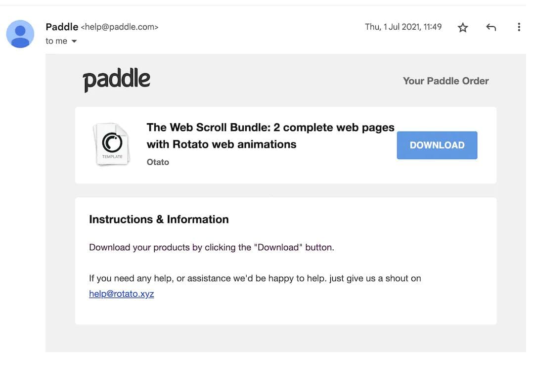 Template delivery email