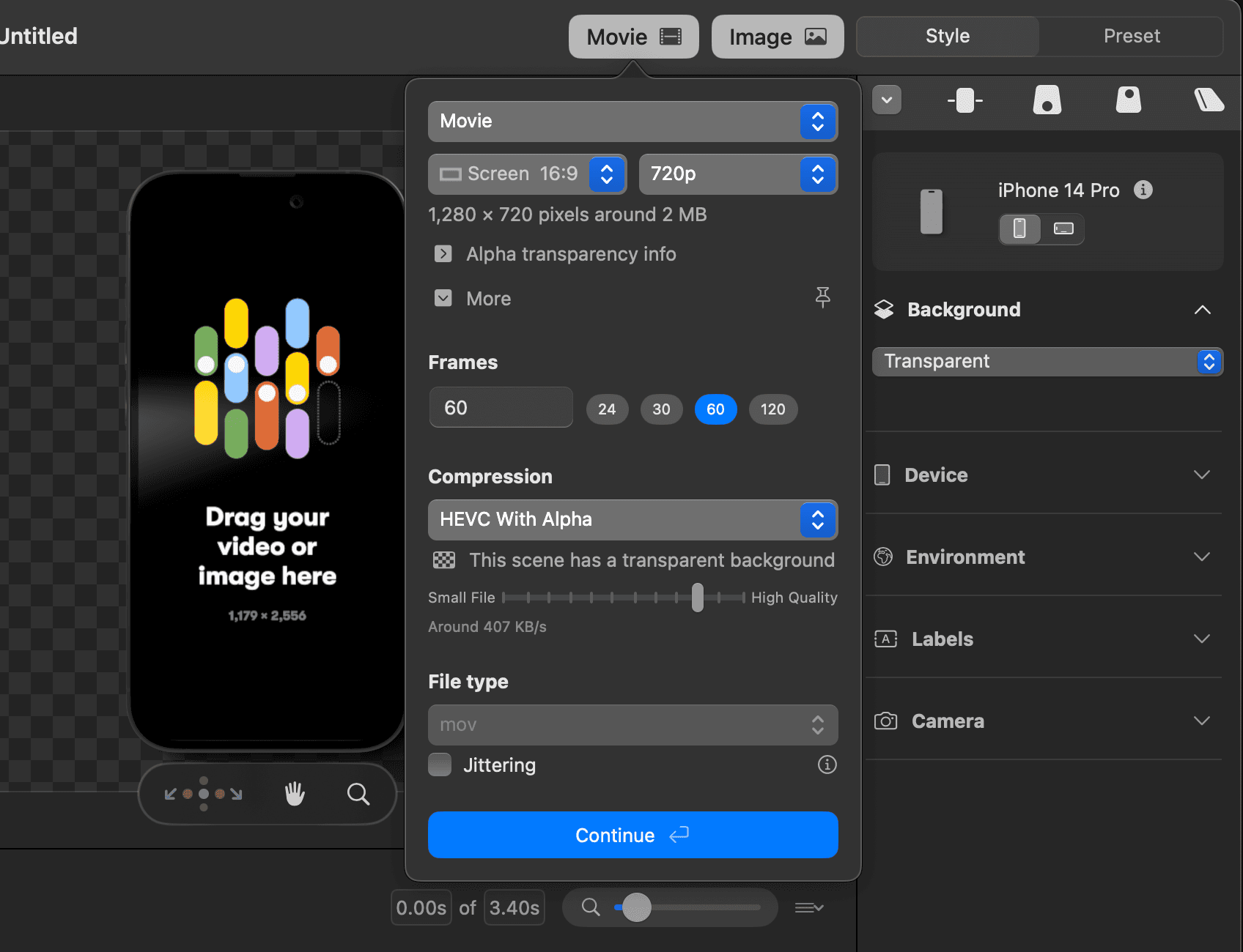 A screenshot showing the advanced rendering settings for transparency 