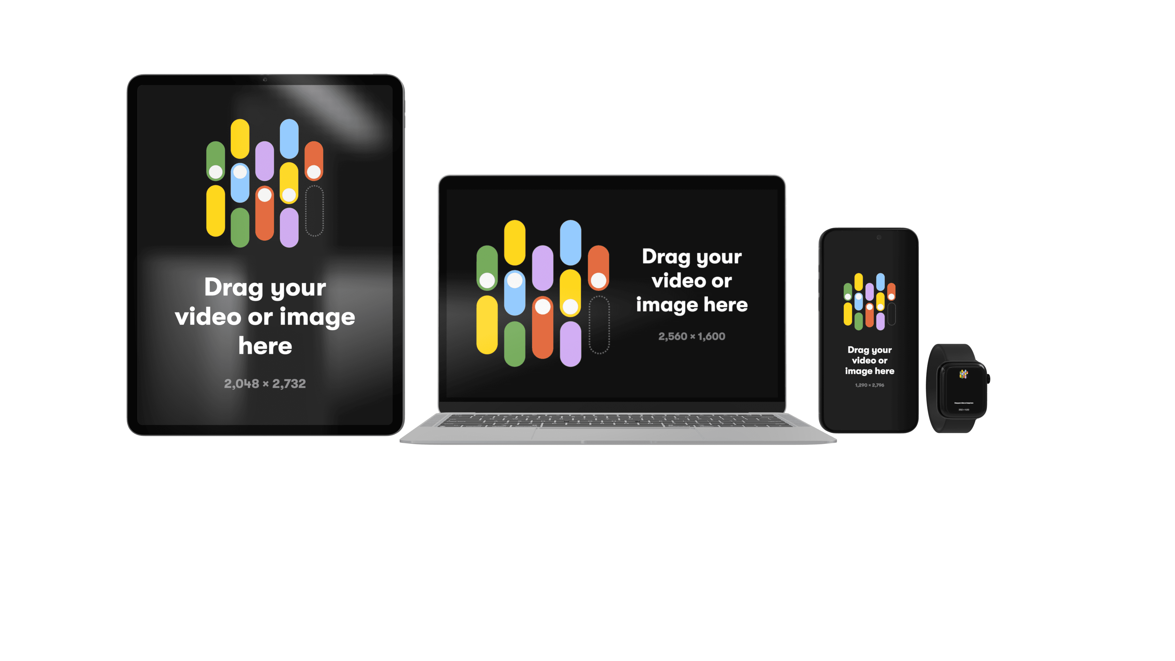 An iPad, Macbook, iPhone and an Apple watch mockup