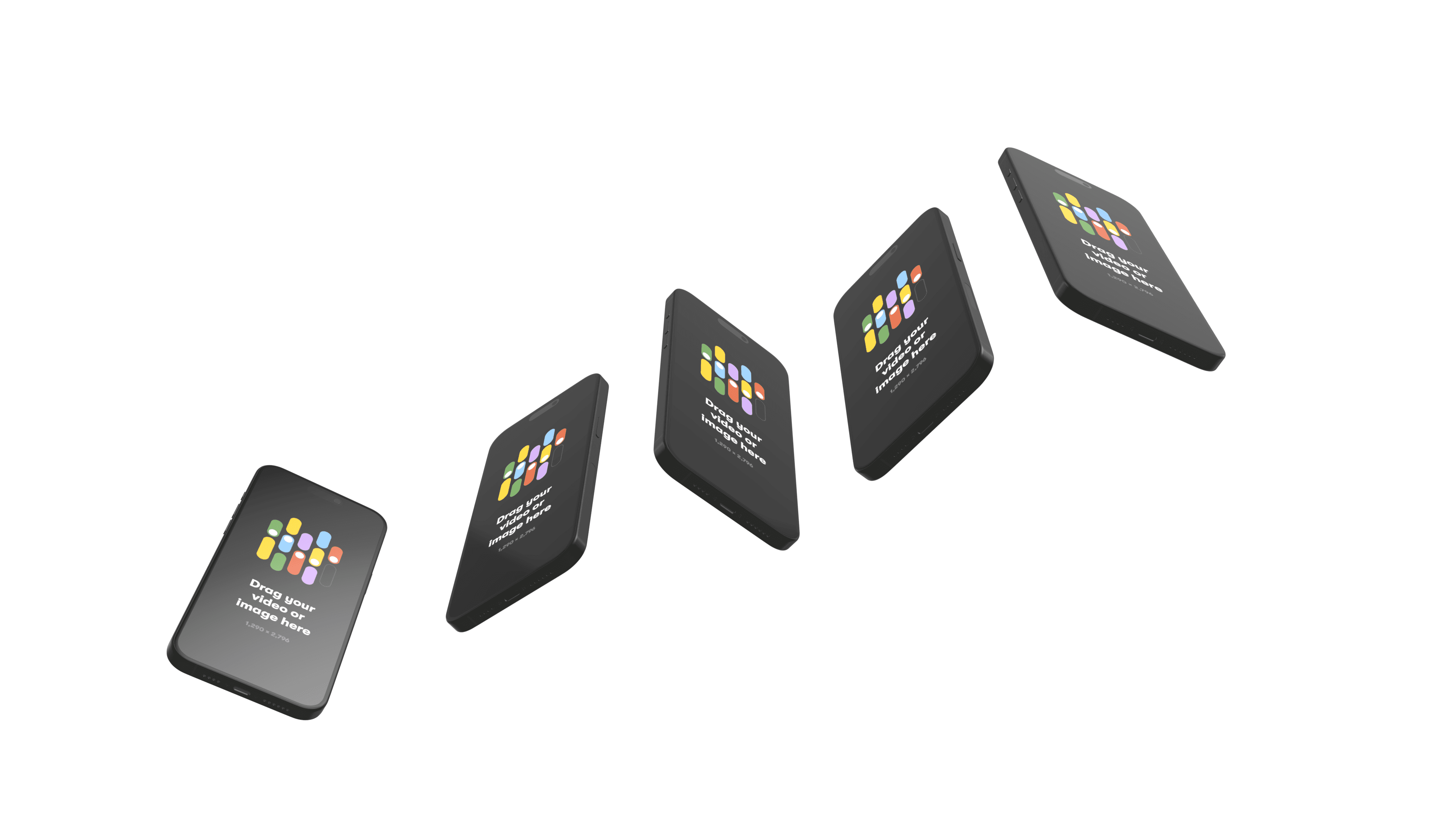 5 iPhone 15 Pro Max playfully arranged