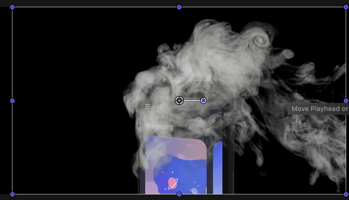 A phone with smoke in front of it. Part of a tutorial to adjust a video transparency in Final Cut Pro.