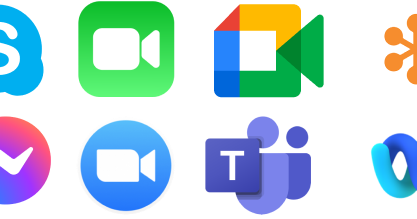 Video calling icons like zoom, Teams and Google Meet