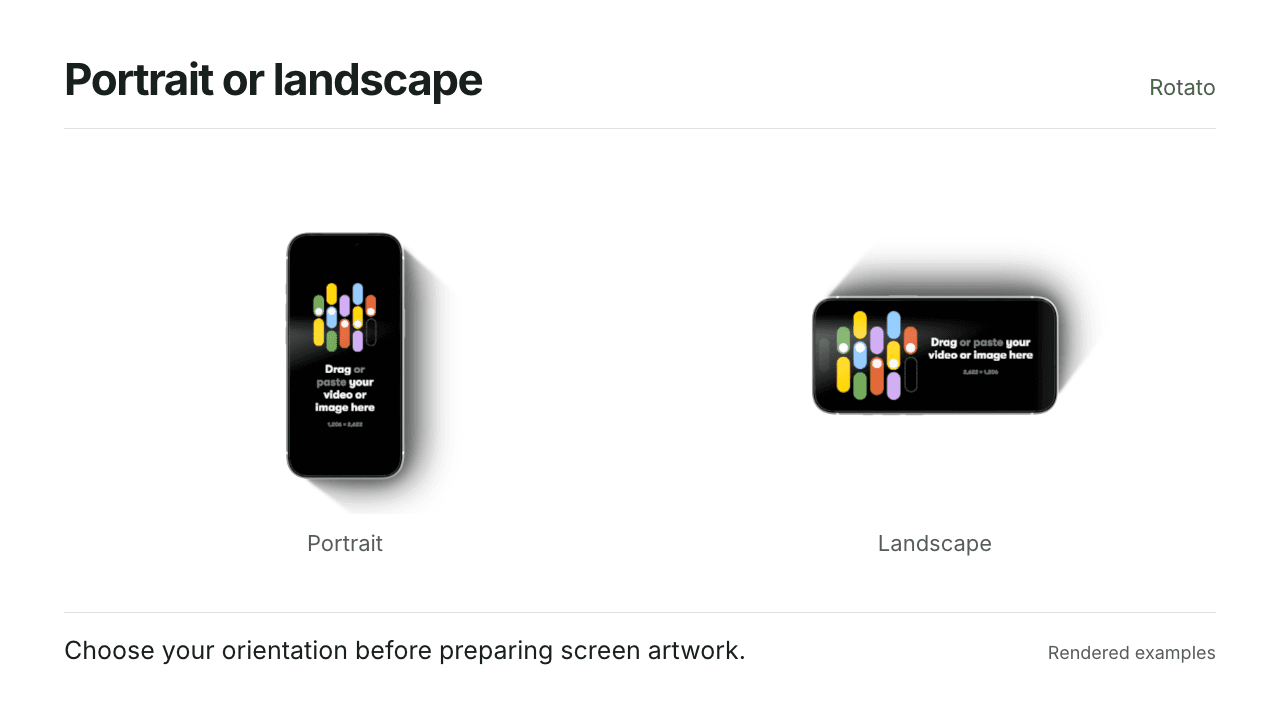 Portrait and landscape device renders