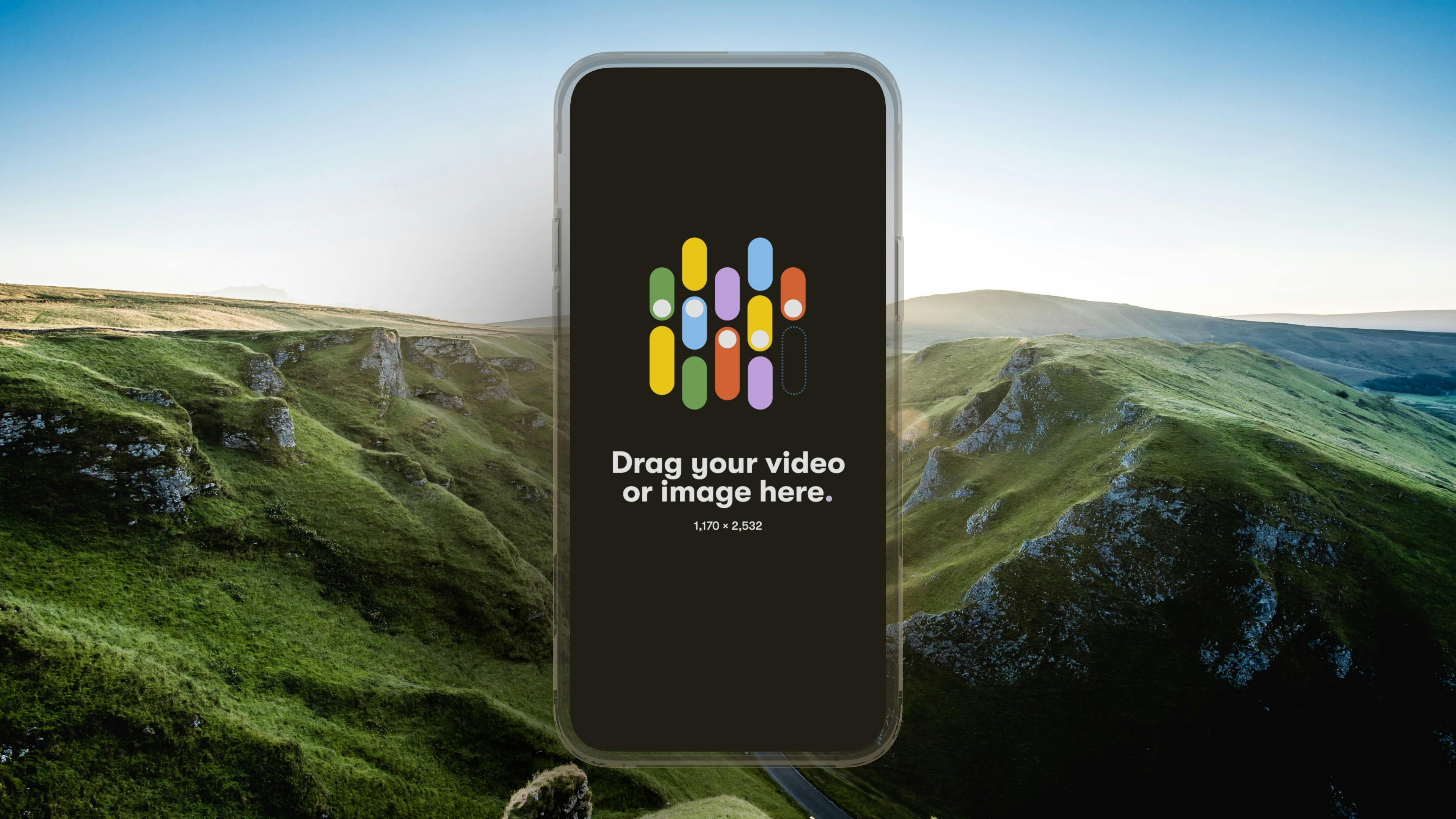 Landscape photo showing through transparent iphone frame
