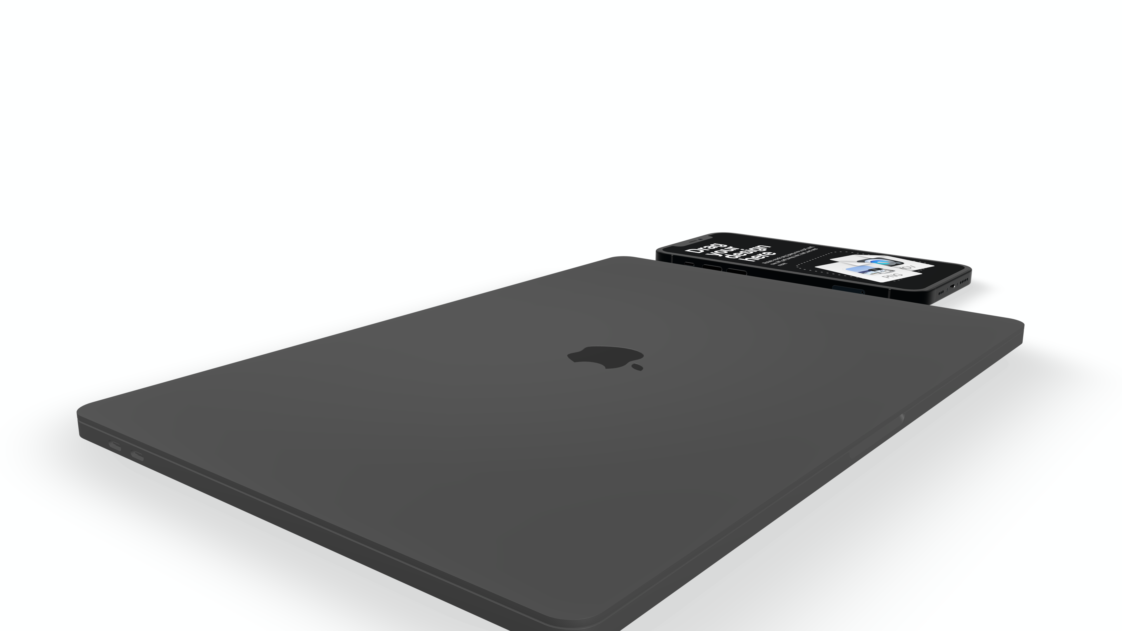 Closed macbook next to a phone