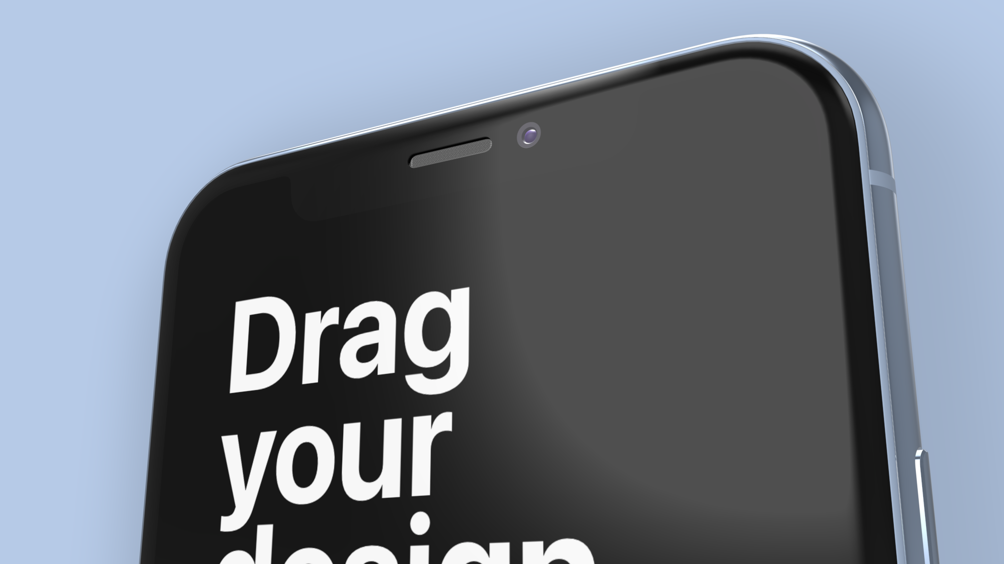 Mockup showing top part of UI design on phone display