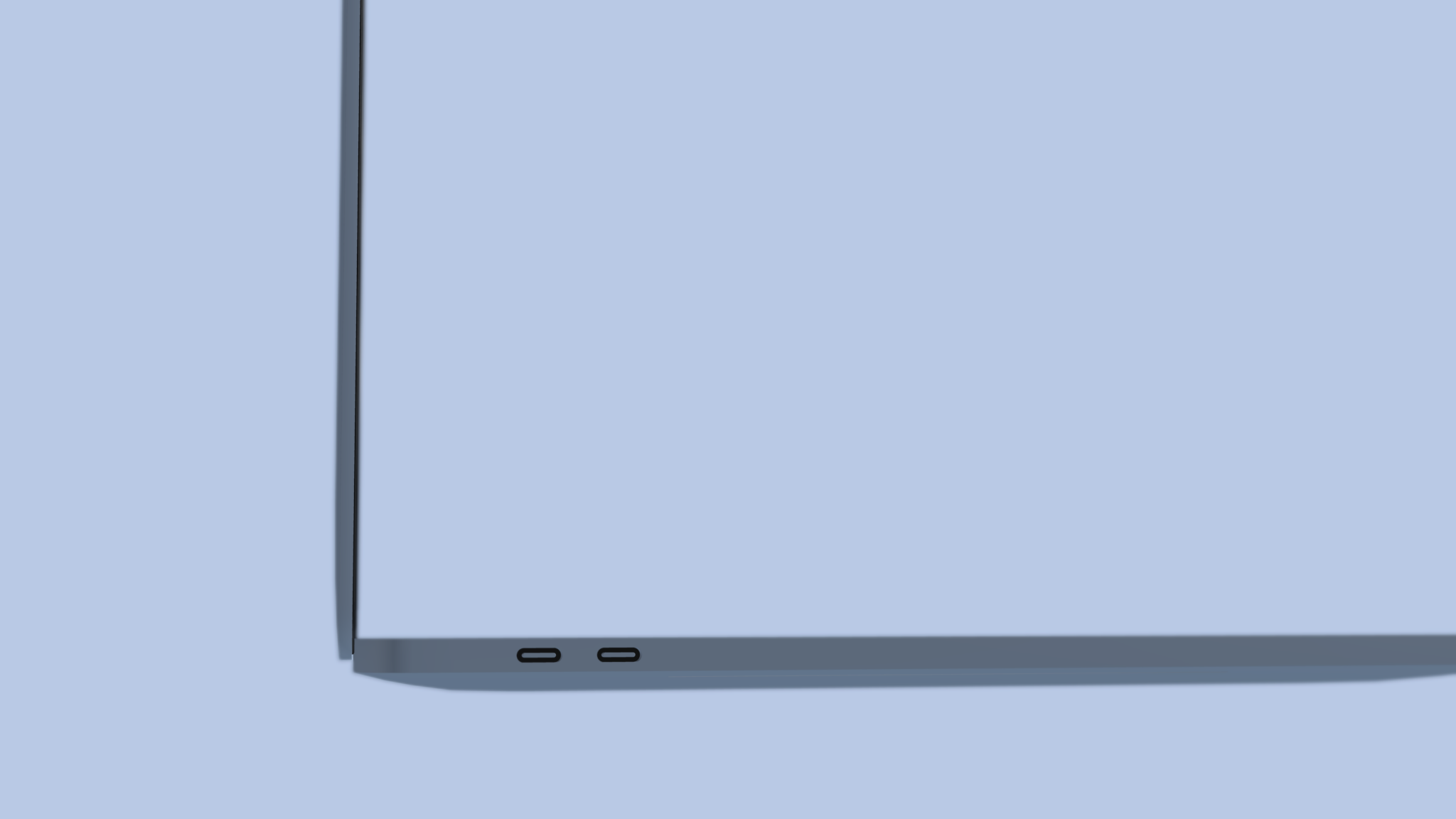 Blue Macbook from side thin