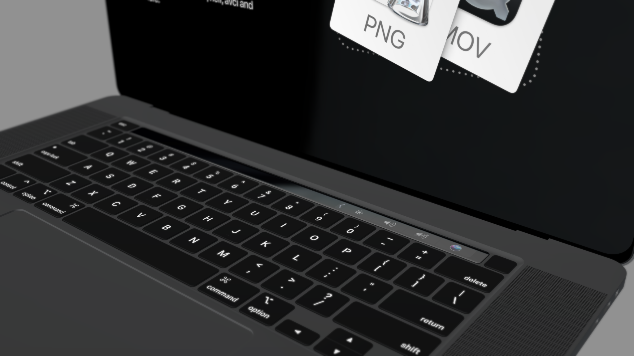 Keyboard on a dark macbook