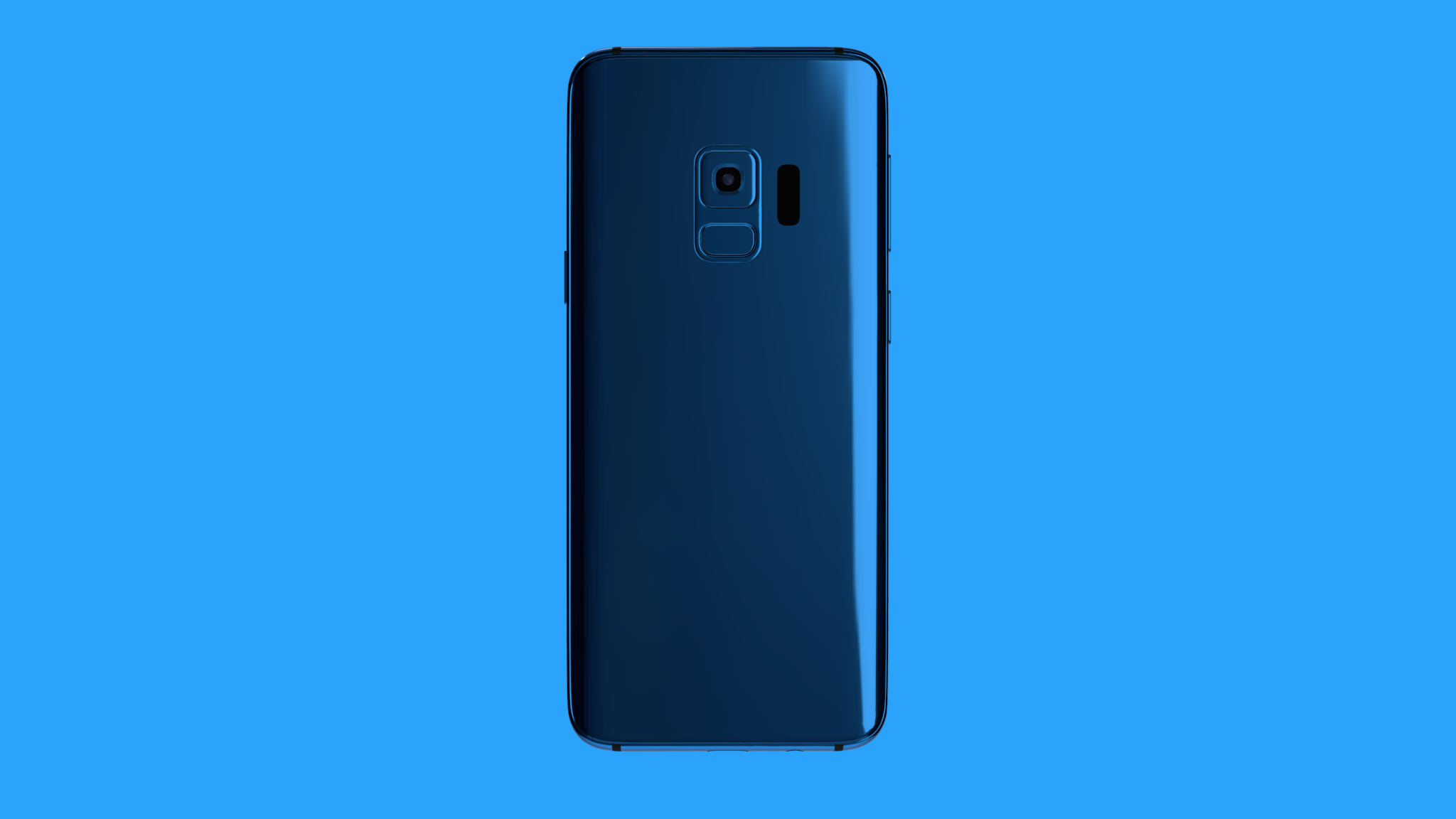 Blue S9 on blue background