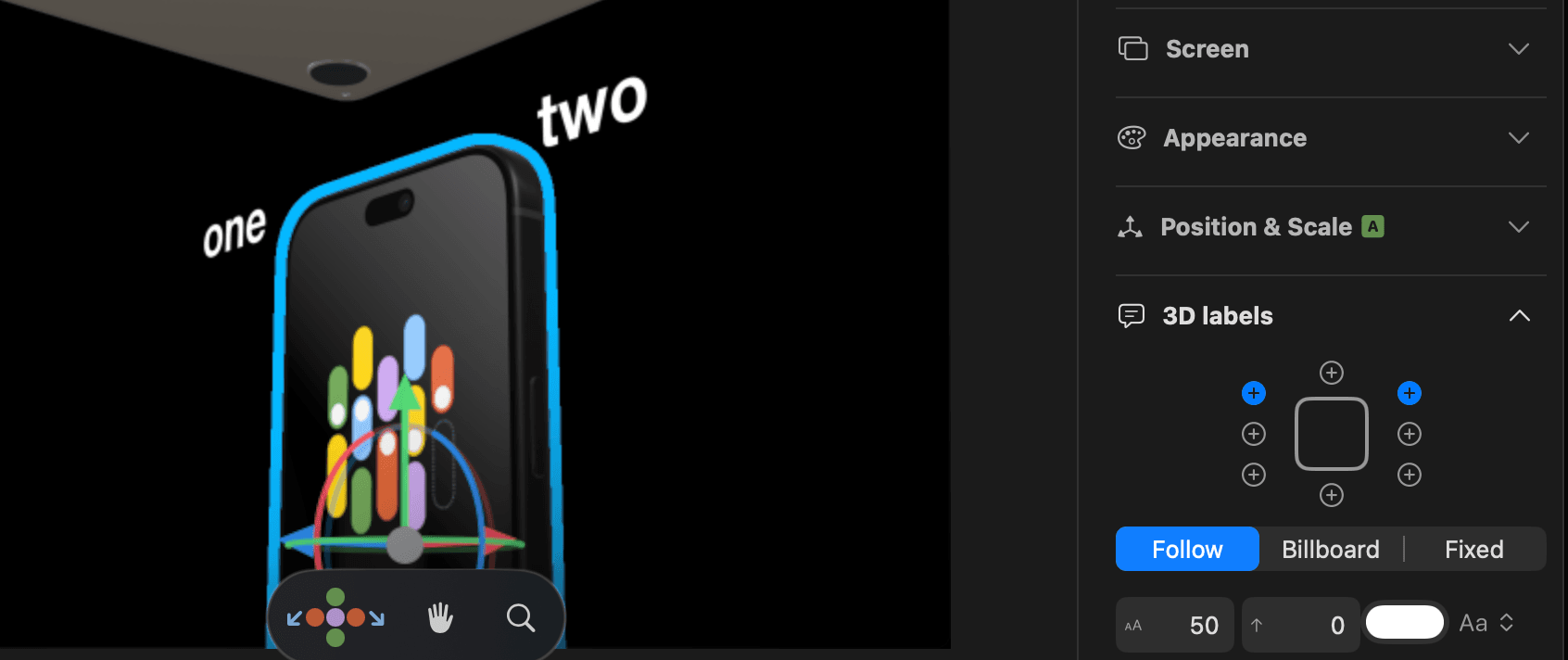 Device-specific 3D labels