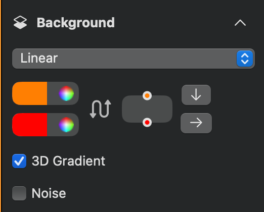 Screenshot of the linear gradient editor